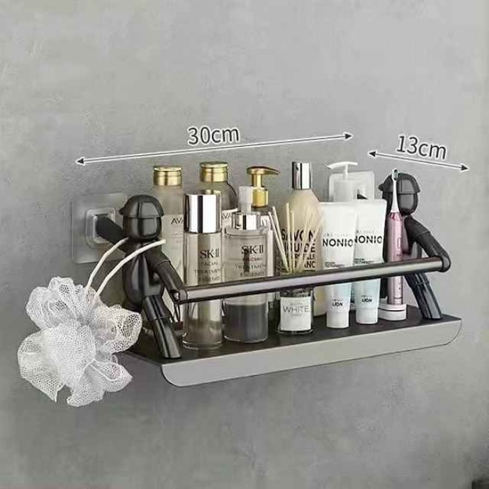 Non Punching Kitchen Small Person Wall Mounted Stainless Steel Storage Rack For Household Dormitory Cosmetics Desktop Kitchen Storage Rack