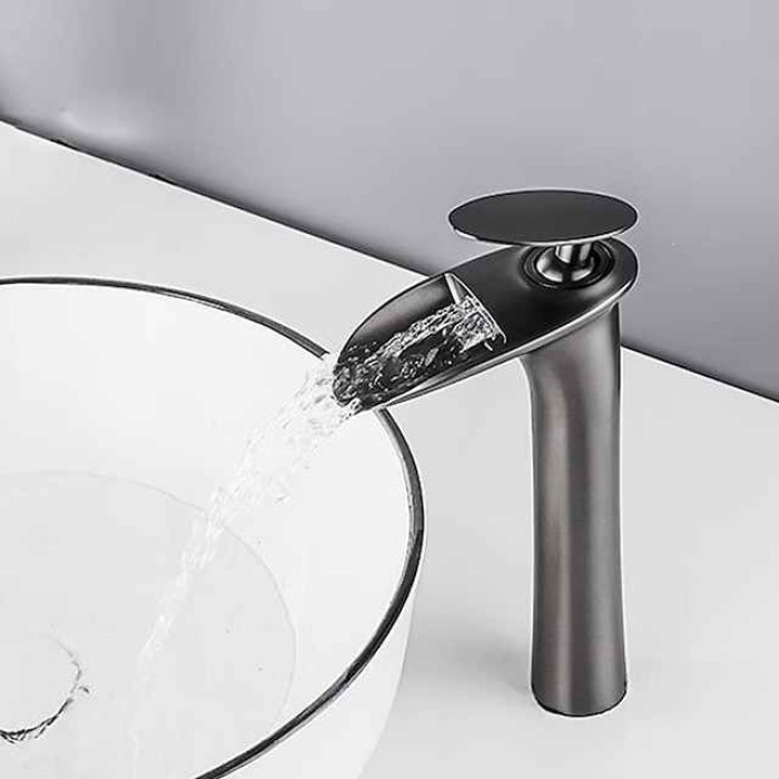 Bathroom Sink Faucet - Waterfall Electroplated / Painted Finishes Centerset Single Handle One HoleBath Taps