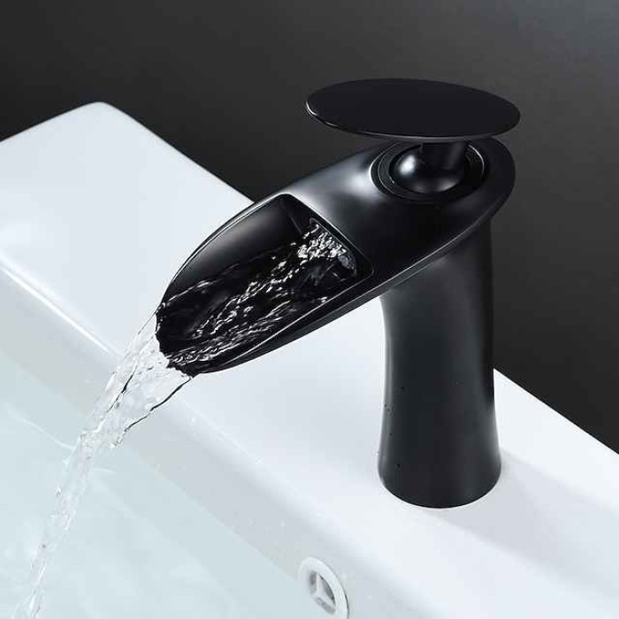 Bathroom Sink Faucet - Waterfall Electroplated / Painted Finishes Centerset Single Handle One HoleBath Taps