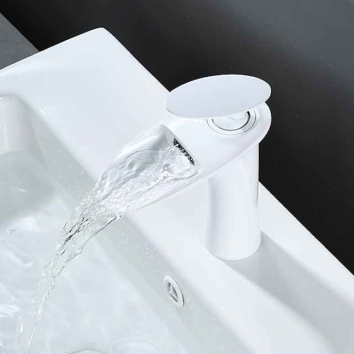 Bathroom Sink Faucet - Waterfall Electroplated / Painted Finishes Centerset Single Handle One HoleBath Taps