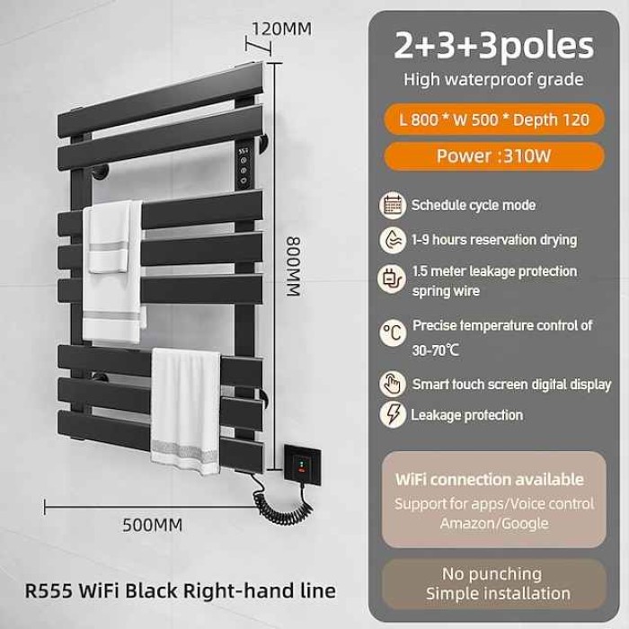 Electric Towel Warmers Radiator, Wall-Mounted & Freestanding Heated Towel Drying Rack, Heated Towel Rail for Bathroom