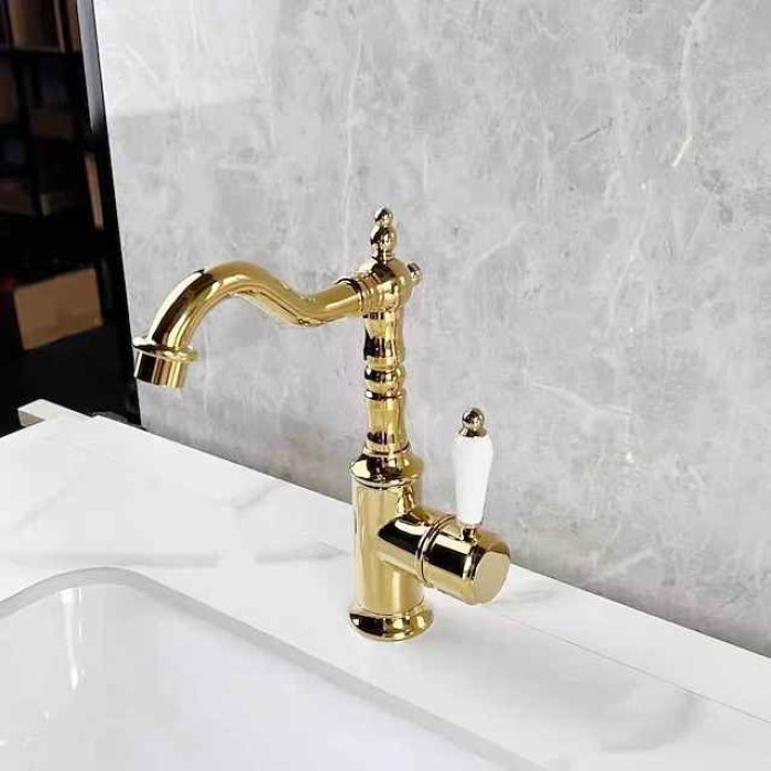 Bathroom Sink Faucet - Classic Electroplated Centerset Single Handle One HoleBath Taps