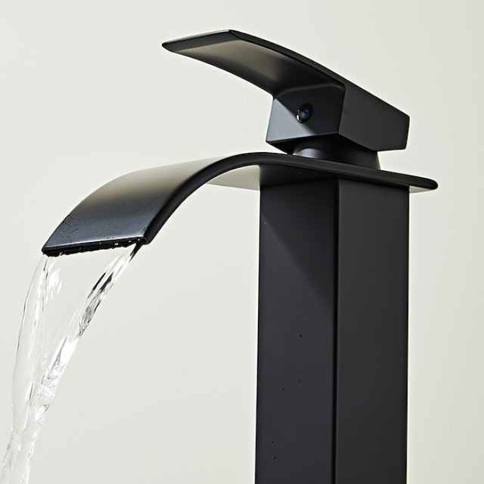 Bathroom Sink Faucet - Waterfall Stainless Steel / Painted Finishes Centerset Single Handle One HoleBath Taps