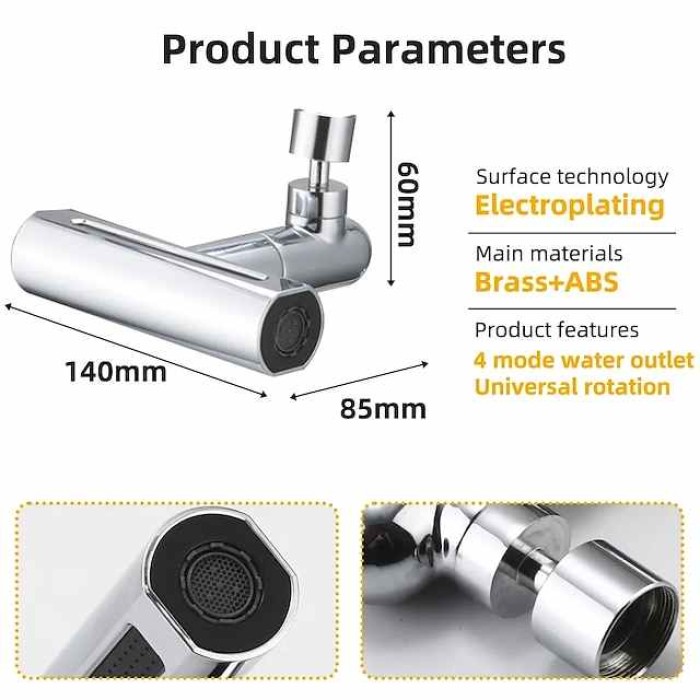 Faucet accessory - Waterfall Kitchen Tap Universal Bathroom Kitchen Faucet Multi Function 4 in 1 360 Swiveling Sprayer Head Filter