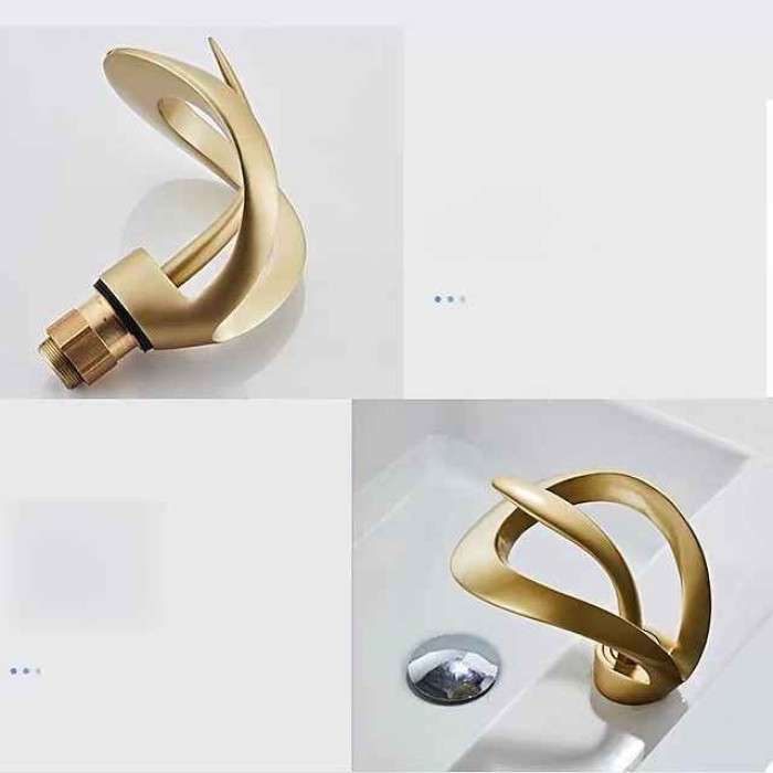 Bathroom Sink Faucet, Modern Waterfall Electroplated, Painted Finishes Mount Outside Single Handle One Hole Bath Taps