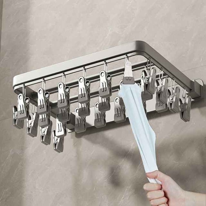 Clothes Hanger Gun Grey Multi Clip Non Punching Socks Underwear Folding Home Multi Functional Sandals Balcony Hanger