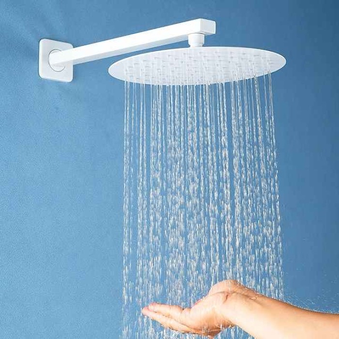 Round Water-Saving Shower Head in Painted Finish, Contemporary Luxury Rain Shower