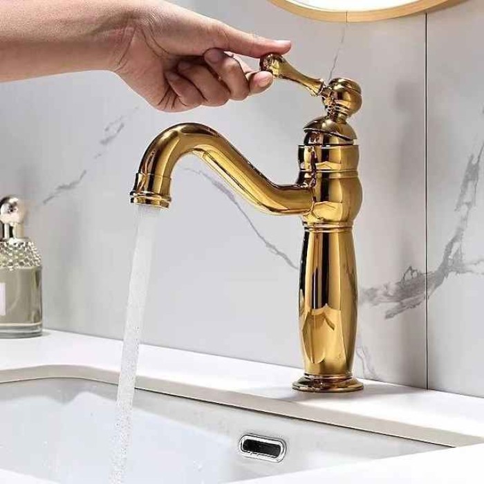 Classic Bathroom Sink Faucet in Electroplated Finishes, Widespread Single Handle Two Holes Bath Taps