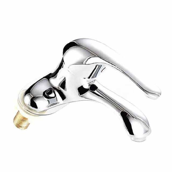 Classic Bathroom Sink Faucet, Standard Mount Outsides Single Handle Two Holes Bath Taps in Electroplated Finish