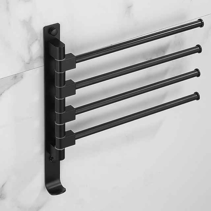 Towel Bar Robe Hook Bathroom Shelf Foldable Multilayer New Design Contemporary Modern Aluminum Metal 1PC - Bathroom 4-towel bar Wall Mounted