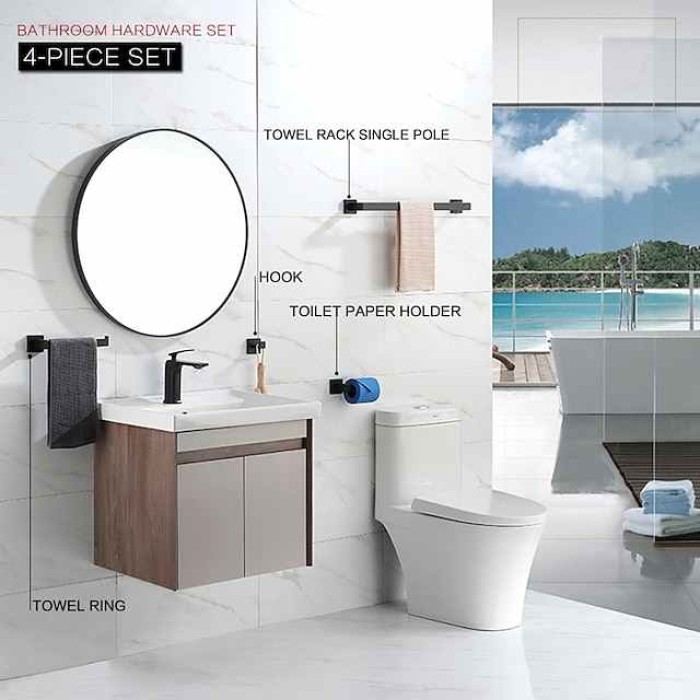 Towel Rack Bathroom Accessory Set Towel Bar Toilet Paper Holder Cool New Design Adorable Contemporary Modern Stainless Steel Zinc Alloy Metal 4pcs 1PC - Bathroom 1-Towel Bar towel ring Wall