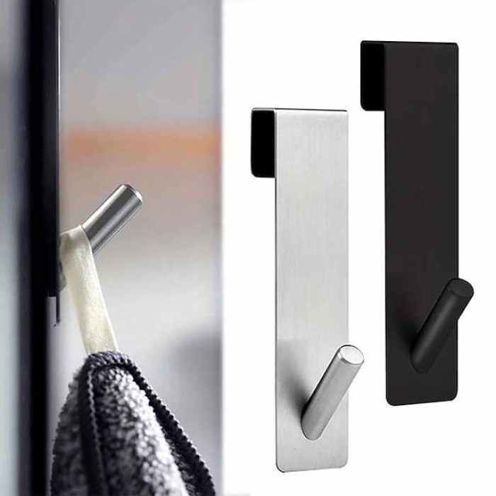 1pc Bathroom Shower Door Back Hook, Stainless Steel Over Glass Door Shower Towel Rack, Bathroom Bathrobe Hanger, Bathroom Accessories , Bathroom Organizers & Storage