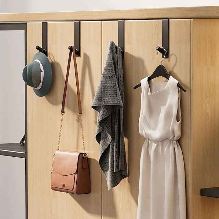 1pc Bathroom Shower Door Back Hook, Stainless Steel Over Glass Door Shower Towel Rack, Bathroom Bathrobe Hanger, Bathroom Accessories , Bathroom Organizers & Storage