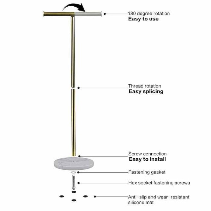 Toilet Paper Holder / Bathroom Shelf Adjustable Length / Foldable / Retractable Cable Contemporary / Modern Silicon Rubber / Stainless Steel / Mixed Material 1PC - Bathroom Floor Mounted