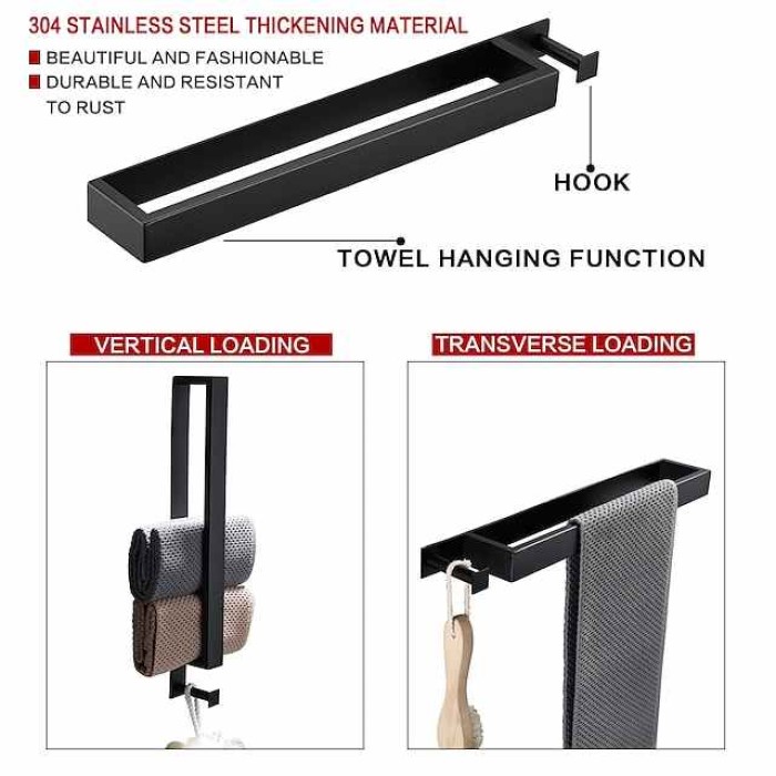 Towel Bar Robe Hook Bathroom Shelf New Design Self-adhesive Adorable Contemporary Modern Stainless Steel Low-carbon Steel Metal 1PC - Bathroom Single 1-Towel Bar towel ring Wall