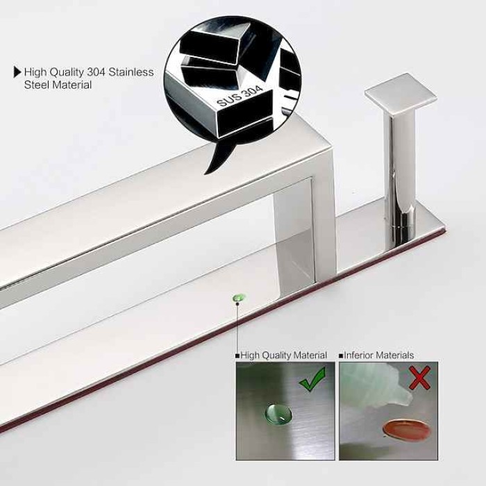 Towel Bar Robe Hook Bathroom Shelf New Design Self-adhesive Adorable Contemporary Modern Stainless Steel Low-carbon Steel Metal 1PC - Bathroom Single 1-Towel Bar towel ring Wall