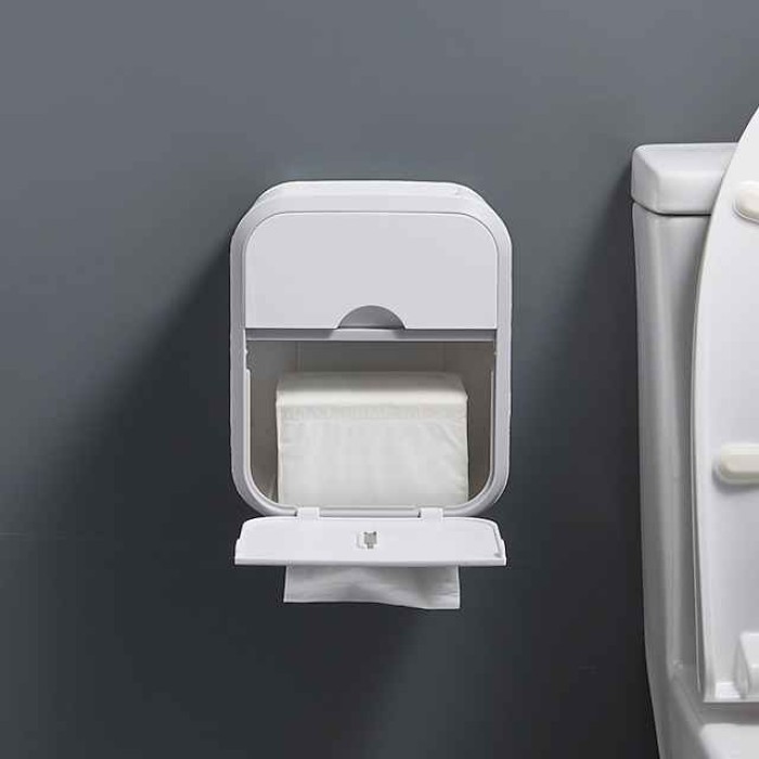 Tissue Box Multi-function Toilet Paper Holder Box Wall-mounted Waterproof Toilet Paper Organizer Box Bathroom Storage Products