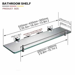 Bathroom Shelf Adjustable Length Adorable Lovely Contemporary Modern Brass Tempered Glass Metal 1PC - Bathroom Wall Mounted