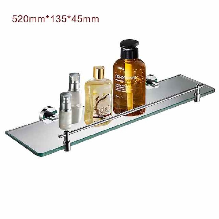 Bathroom Shelf Adjustable Length Adorable Lovely Contemporary Modern Brass Tempered Glass Metal 1PC - Bathroom Wall Mounted