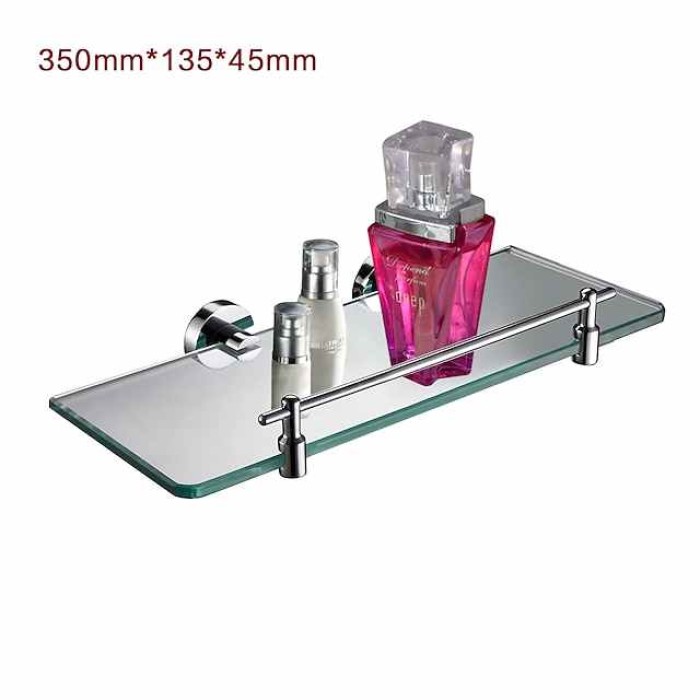 Bathroom Shelf Adjustable Length Adorable Lovely Contemporary Modern Brass Tempered Glass Metal 1PC - Bathroom Wall Mounted