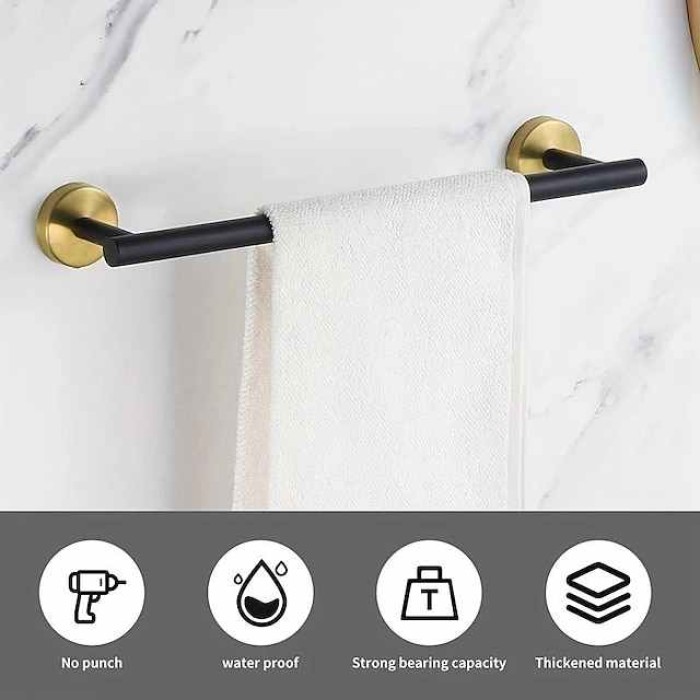 5/7pcs Stylish and Durable Stainless Steel Bathroom Hardware Set with Wall Mounted Towel Bar, Towel Ring, Toilet Paper Holder, and Towel Hooks - Enhance Your Bathroom Decor