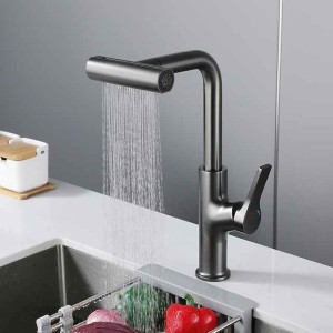 Waterfall Kitchen Faucet, Single Handle One Hole Pull-out Standard Spout Centerset Kitchen Taps