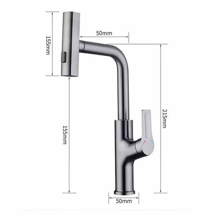 Waterfall Kitchen Faucet, Single Handle One Hole Pull-out Standard Spout Centerset Kitchen Taps