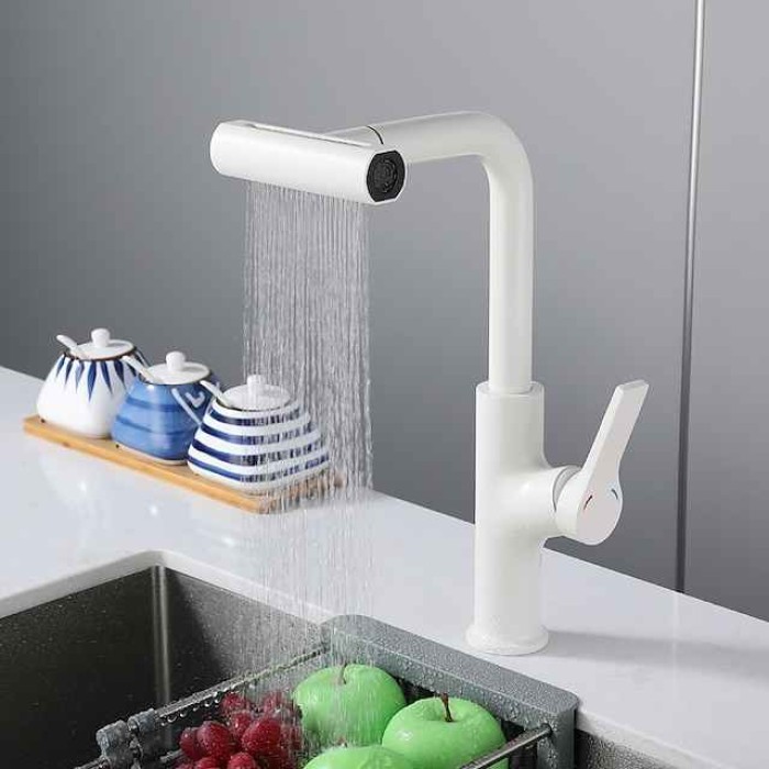 Waterfall Kitchen Faucet, Single Handle One Hole Pull-out Standard Spout Centerset Kitchen Taps