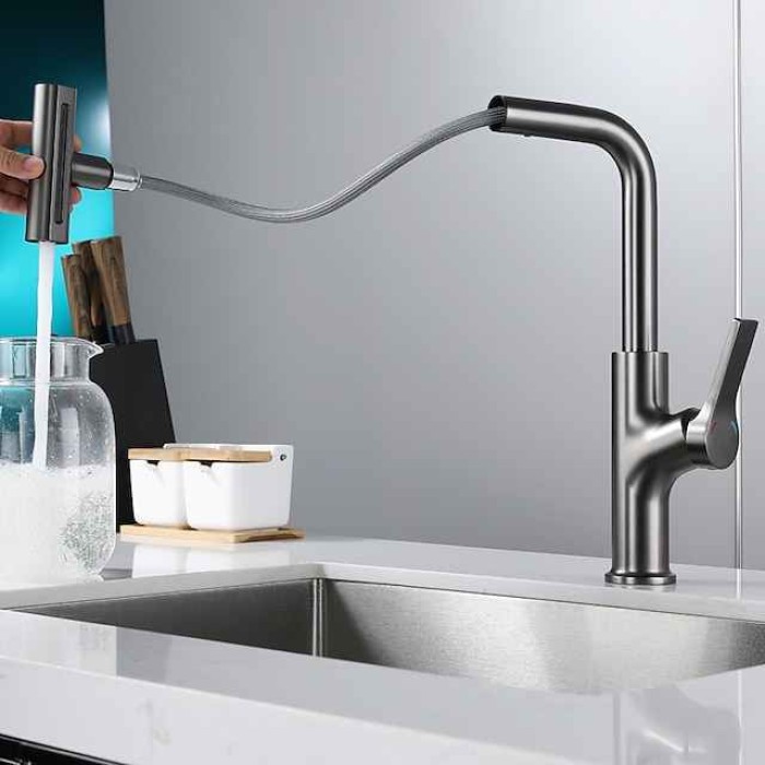 Waterfall Kitchen Faucet, Single Handle One Hole Pull-out Standard Spout Centerset Kitchen Taps