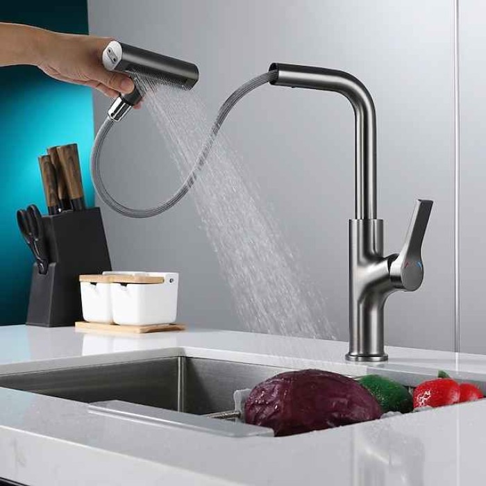 Waterfall Kitchen Faucet, Single Handle One Hole Pull-out Standard Spout Centerset Kitchen Taps