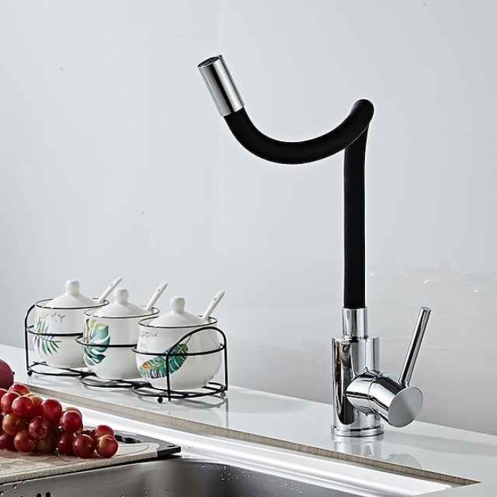 Kitchen faucet, Universal Pull-out Sprayer Single Handle One Hole Centerset Modern Contemporary Taps for Kitchen Sink