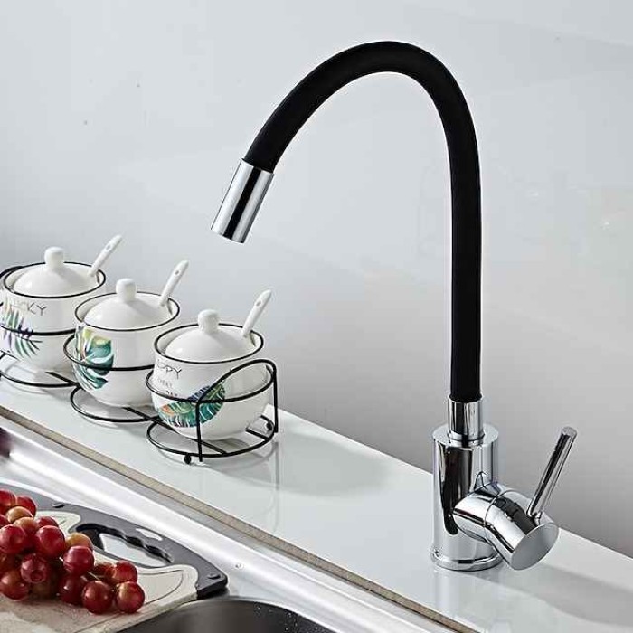 Kitchen faucet, Universal Pull-out Sprayer Single Handle One Hole Centerset Modern Contemporary Taps for Kitchen Sink