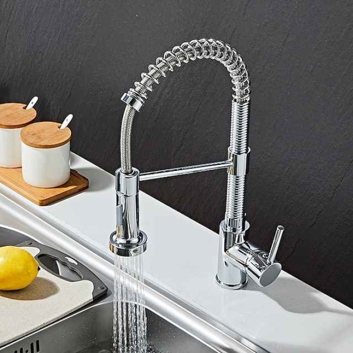 Pull-out Kitchen faucet, Single Handle One Hole Painted Finishes Centerset Modern Contemporary Taps for Kitchen Sink