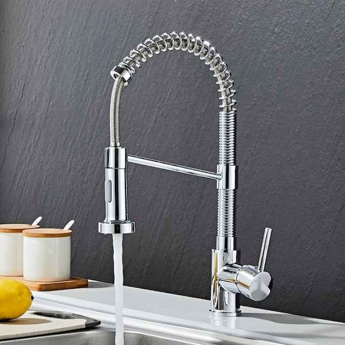 Pull-out Kitchen faucet, Single Handle One Hole Painted Finishes Centerset Modern Contemporary Taps for Kitchen Sink